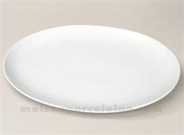 PLAT OVALE PORCELAINE BLANCHE COUPE OMEGA 38CM