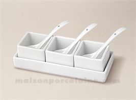 PLATEAU PM+3 POTS CUBE MING ET CUILLERE PORCELAINE BLANCHE