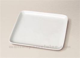 PLATEAU PORCELAINE BLANCHE LIMOGES RECTANGULAIRE UNI MENAGERE 14X12