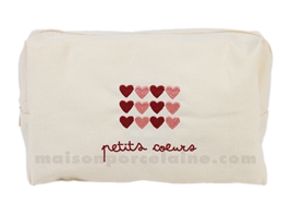 POCHETTE BRODÉE PETITS CŒURS GM 28X16,5CM