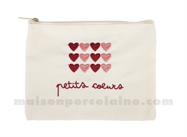 POCHETTE BRODÉE PETITS CŒURS PM 20X15CM