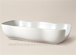 RAMASSE COUVERTS PORCELAINE BLANCHE LIMOGES LOBES 25X13