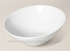 SALADIER INDIVIDUEL BORD INCLINE PORCELAINE BLANCHE 23.5CM