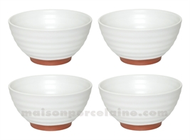 SET 4 BOLS A RAMEN 110CL GRES MEDARD DE NOBLAT FUJI D18 X9 CM BLANC/TERRA COTTA