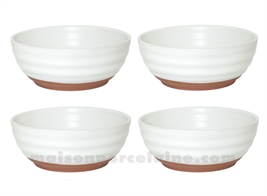 SET 4 POKE BOWL 100CL GRES MEDARD DE NOBLAT FUJI  D18.4 X7.1CM BLANC/TERRA COTTA