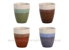 SET 4 TUMBLERS STONEWARE 18 CL MEDARD DE NOBLAT FUJI ASSORTED COLOURS
