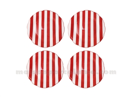SET DE 4 ASSIETTES PLATES RIVIERA ROUGE D19CM