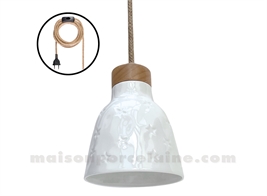 SUSPENSION PORCELAINE ÉTOILES D12 H14,5CM