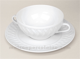 TASSE BOUILLON+SOUCOUPE PORCELAINE BLANCHE 34CL