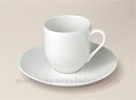 TASSE CAFE BOULE+SOUCOUPE PORCELAINE BLANCHE ARTOIS 10CL