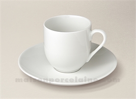 TASSE CAFE BOULE+SOUCOUPE PORCELAINE BLANCHE FLANDRE 10CL