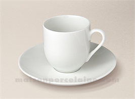 TASSE CAFE BOULE+SOUCOUPE PORCELAINE BLANCHE FLANDRE 10CL