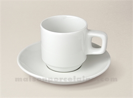 TASSE CAFE EMPILABLE+SOUCOUPE PORCELAINE BLANCHE BISTRO 8CL