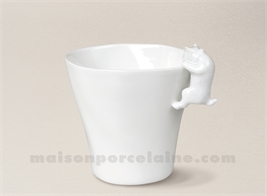 TASSE CAFE PORCELAINE DE LIMOGES BOSSELEE CHAT H8.5-10X7,5CM