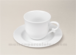 TASSE CAFE+SOUCOUPE AILE FESTONNEE PORCELAINE BLANCHE BERRY 10CL