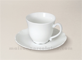 TASSE CAFE+SOUCOUPE PORCELAINE BLANCHE COLBERT FABRIQUE EN FRANCE 11CL