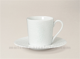 TASSE CAFE+SOUCOUPE PORCELAINE BLANCHE EMULSION 5X7 9CL