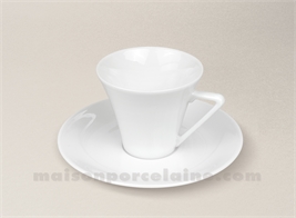 TASSE CAFE+SOUCOUPE PORCELAINE BLANCHE HAUSSMANN FABRIQUEE EN FRANCE 10CL