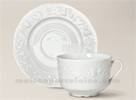 TASSE CAFE CALIFORNIA + SOUCOUPE LIMOGES PORCELAINE BLANCHE