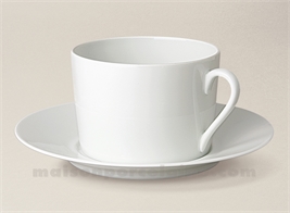 TASSE DEJEUNER+SOUCOUPE LIMOGES PORCELAINE BLANCHE EMPIRE 10X7X17.5 35CL
