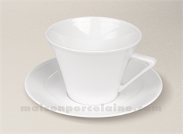 TASSE DEJEUNER+SOUCOUPE PORCELAINE BLANCHE HAUSSMANN FABRIQUE EN FRANCE 37CL