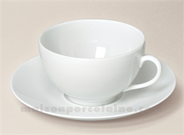 TASSE DEJEUNER+SOUCOUPE PORCELAINE BLANCHE LIMOGES ENVIE 35CL7X18 35CL