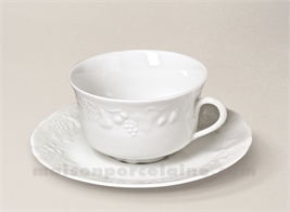 TASSE THE CALIFORNIA + SOUCOUPE LIMOGES PORCELAINE BLANCHE 17CL