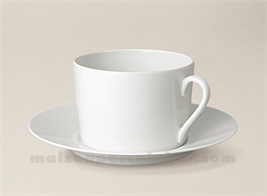 TASSE THE+SOUCOUPE LIMOGES PORCELAINE BLANCHE EMPIRE 20CL