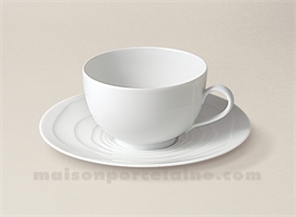 Tasse à thé ronde basse porcelaine blanche 18 cl + soucoupe D 15 cm - 1001  Fêtes