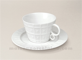TASSE THE+SOUCOUPE LIMOGES PORCELAINE BLANCHE OSMOSE