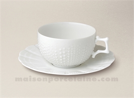 TASSE THE+SOUCOUPE PATE EXTRA BLANCHE CORAIL