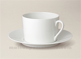 TASSE THE+SOUCOUPE PORCELAINE BLANCHE LIMOGES EMPIRE 20CL