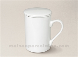 TASSE TISANE+ FILTRE+COUVERCLE PORCELAINE BLANCHE 30CL