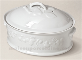 TERRINE OVALE CALIFORNIA PORCELAINE BLANCHE N°3 26X19 2.1L