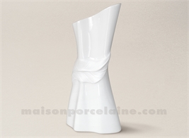 VASE BISCUIT ET EMAIL PORCELAINE DE LIMOGES FLAMME H27-13X5,5CM