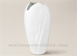 VASE BISCUIT ET EMAIL PORCELAINE DE LIMOGES OSIMILE H34-18X10CM