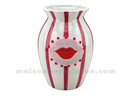 VASE BOUCHE RAYURE ROUGE D16,1 H22,5CM