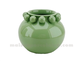 VASE CERAMIQUE BOULY MATCHA D16 H13CM