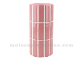 VASE CERAMIQUE CARRELAGE ROSE D10,5 H23CM