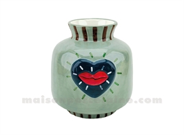 VASE CŒUR KISS BLEU CLAIR L12,7 P12,4 H13,7CM