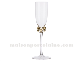 VERRE À CHAMPAGNE PERLÉ DORÉ D5,6 H23,5CM