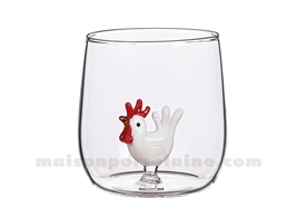 VERRE GOBELET 3D COQ D8,8 H8,9CM