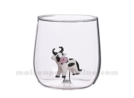 VERRE GOBELET 3D VACHE D8,8 H8,9CM