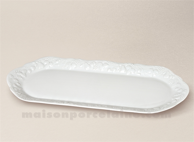 PLAT CAKE CALIFORNIA PORCELAINE BLANCHE 39X16 - Maison de la Porcelaine