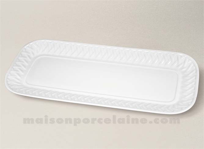 PLAT CAKE PORCELAINE BLANCHE LOUISIANE 37X16 - Maison de la Porcelaine