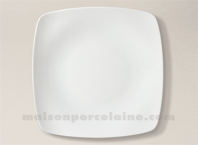 Assiette carrée à large bord blanche, 250mm